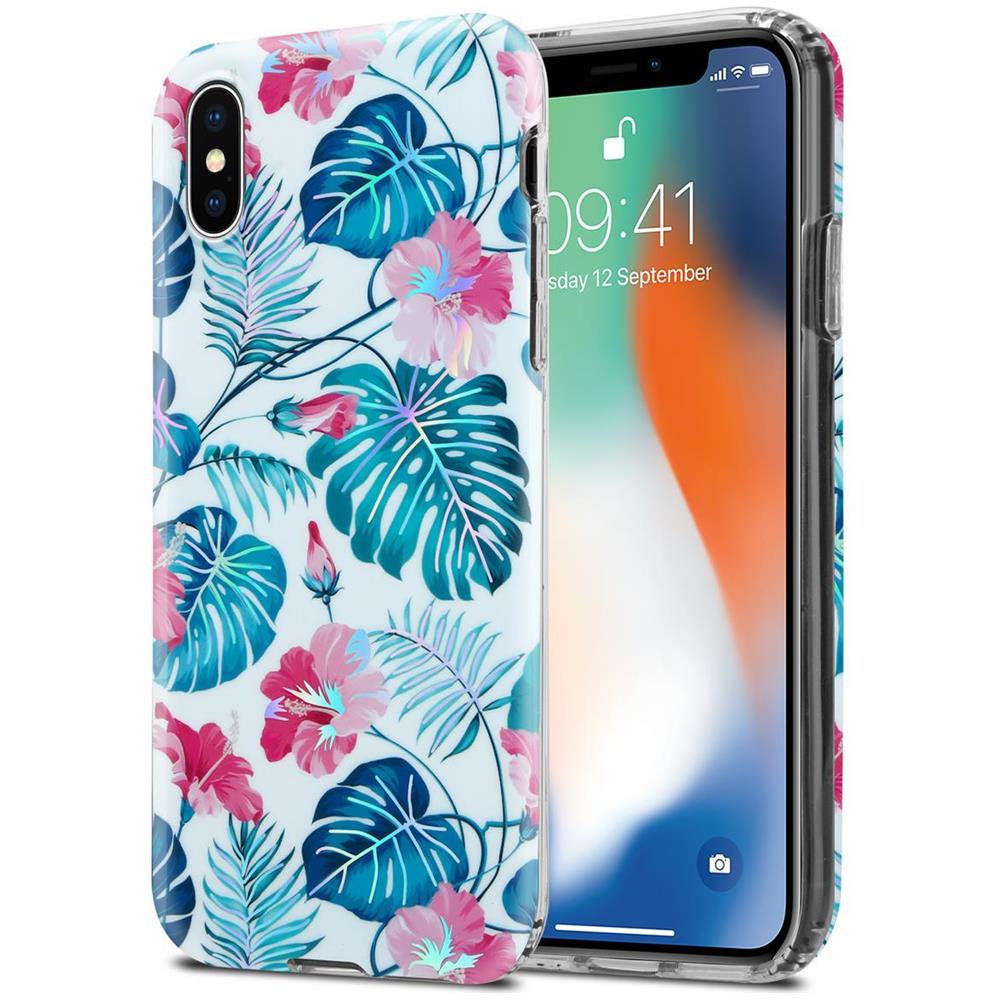 Custodia Compatibile Con Apple Iphone X / Xs Con Foglie Di Tartaruga - Coperchio Protettivo In Silicone Tpu Con Motivo Floreale - Foto 1
