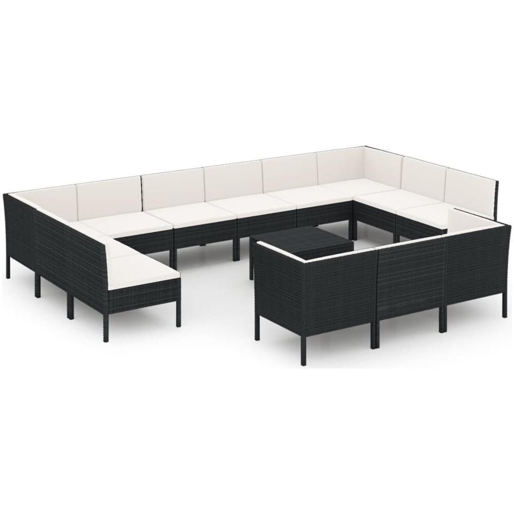 Set Divani Da Giardino 14 Pz Con Cuscini In Polyrattan Nero - Foto 2