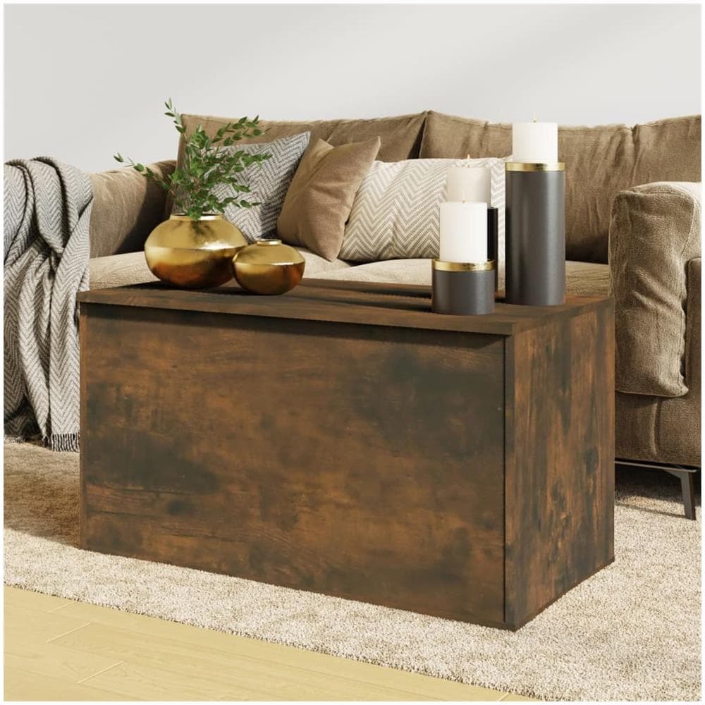 Cassapanca Rovere Fumo 84x42x46 Cm In Legno Ingegnerizzato - Foto 1
