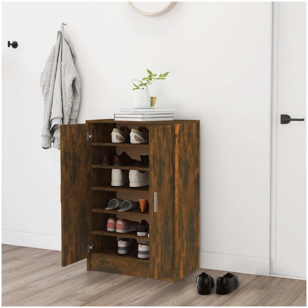 Scarpiera Rovere Fumo 60x35x92 Cm In Legno Multistrato - Foto 1