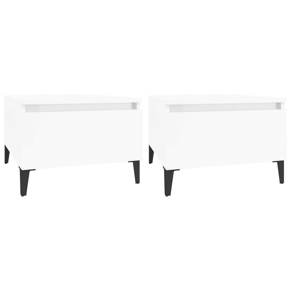Tavolini 2pz Bianco Lucido 50x46x35 Cm In Legno Multistrato - Foto 2