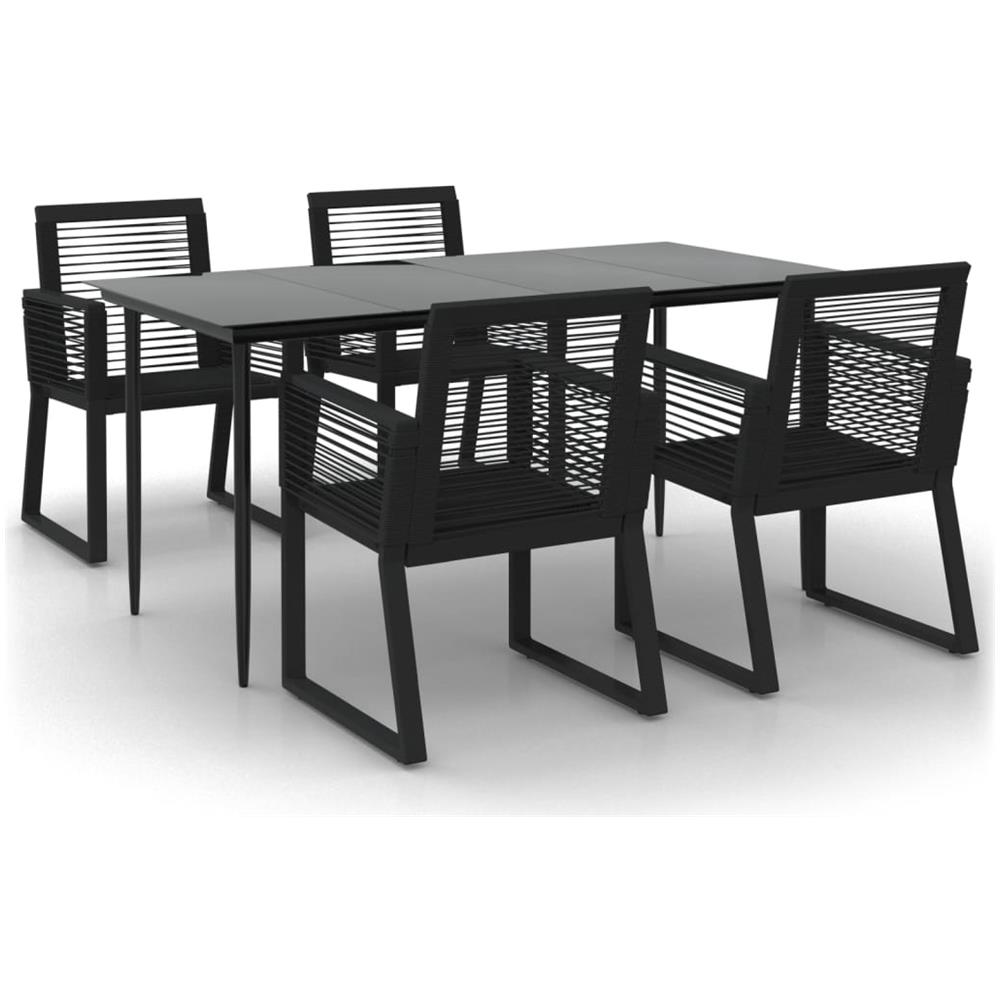 Set Da Pranzo Da Giardino 5 Pz Nero In Rattan Pvc - Foto 2