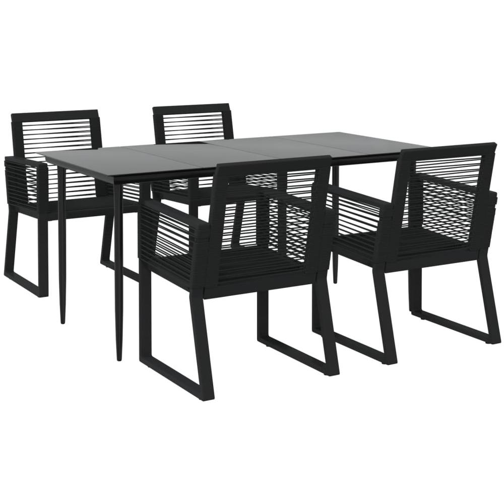 Set Da Pranzo Da Giardino 5 Pz Nero In Rattan Pvc - Foto 3