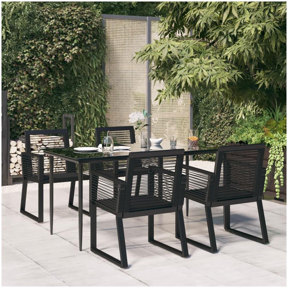 Set Da Pranzo Da Giardino 5 Pz Nero In Rattan Pvc - Foto 1