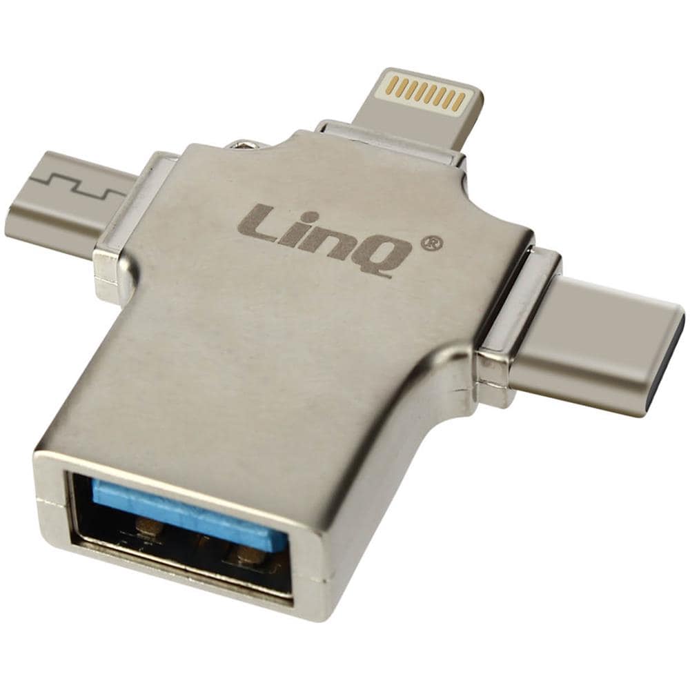 Adattatore Otg 3 In 1 Da Lightning, Usb-c E Micro-usb A Usb, Compatto - Foto 1