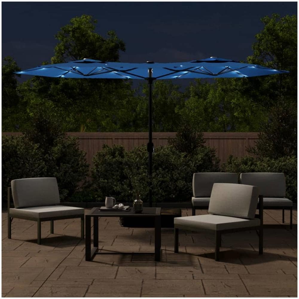 Ombrellone A Doppia Testa Con Led Azzurro 316x240 Cm - Foto 3