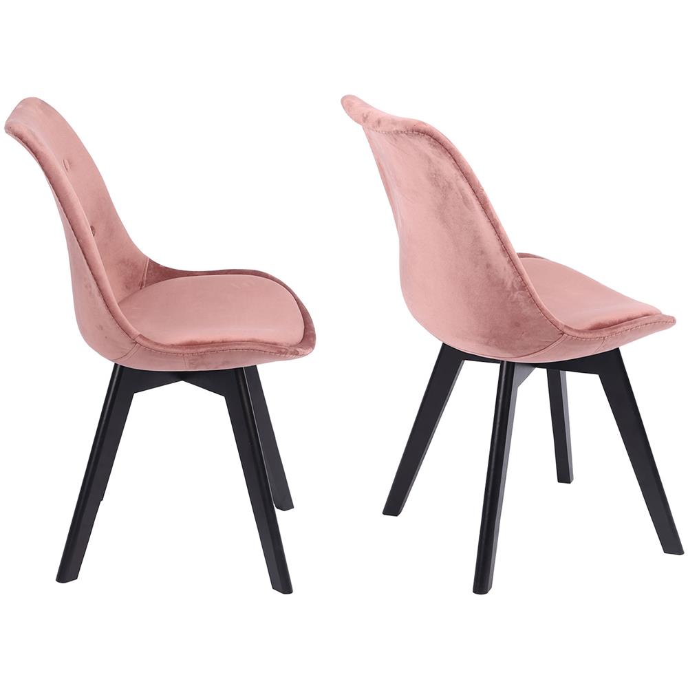 Set Di 2 Sedie In Velluto Rosa Nora Con Cuscino - Foto 2
