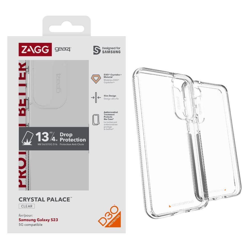 Custodia Per Telefono Gear4 Crystal Palace, Protezione Contro Le Cadute D30 (13ft4m), Custodia Elegante E Trasparente Per Samsung Galaxy Serie S23, Proprietà Anti-impronte E Anti-ingiallimento, Supporta La Ricarica Wireless - Foto 1