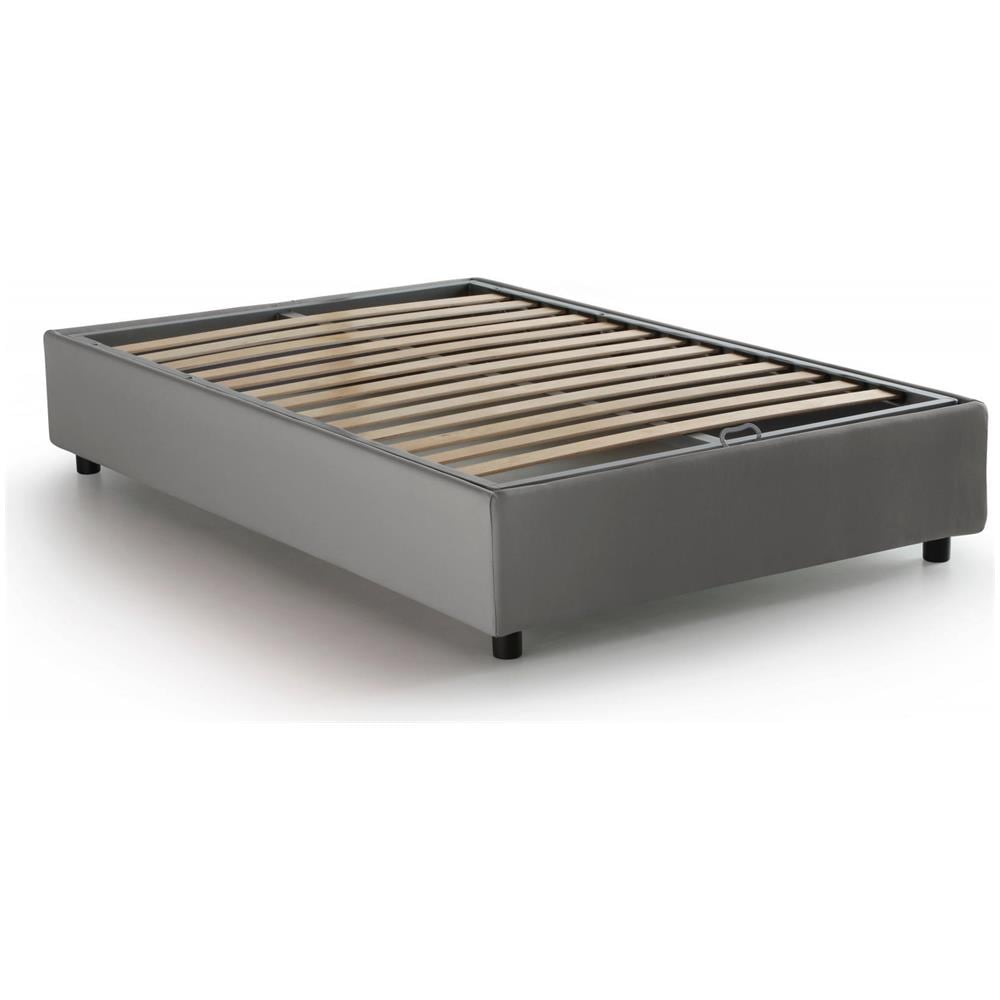Letto Piazza E Mezza Chiara, Letto Contenitore Con Rivestimento In Tessuto, 100% Made In Italy, Apertura Frontale, Con Materasso Cm 120x190 Incluso, Grigio - Foto 4