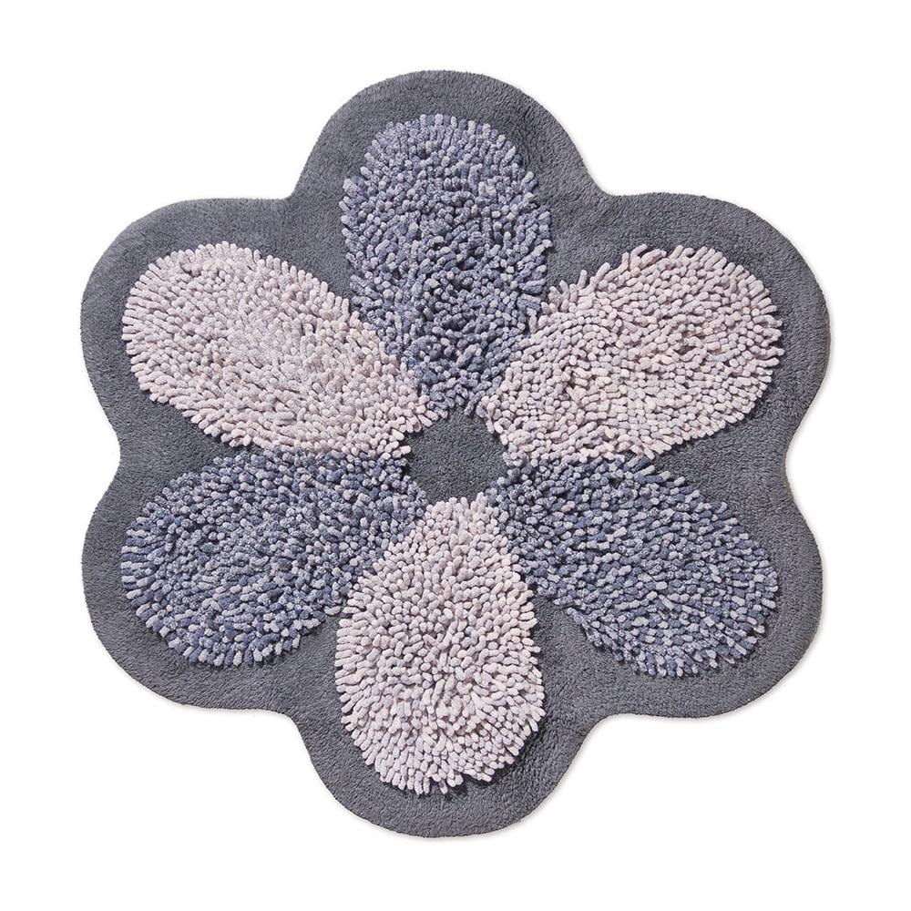 Tappeto A Fiore Casa Bagno Cotone Spugna Morbida Antiscivolo Flower Grigio - Foto 1