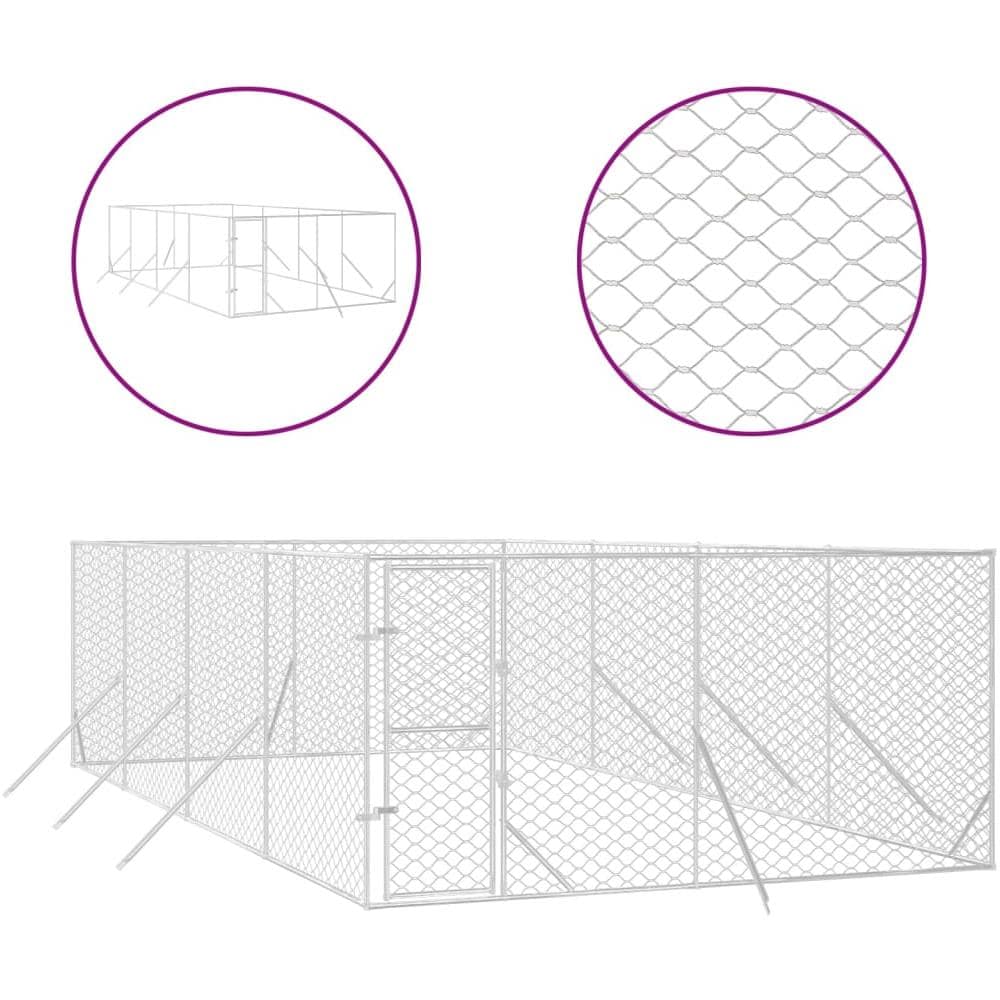 Cuccia Per Cani Da Esterno Argento 4x8x2 M In Acciaio Zincato - Foto 1