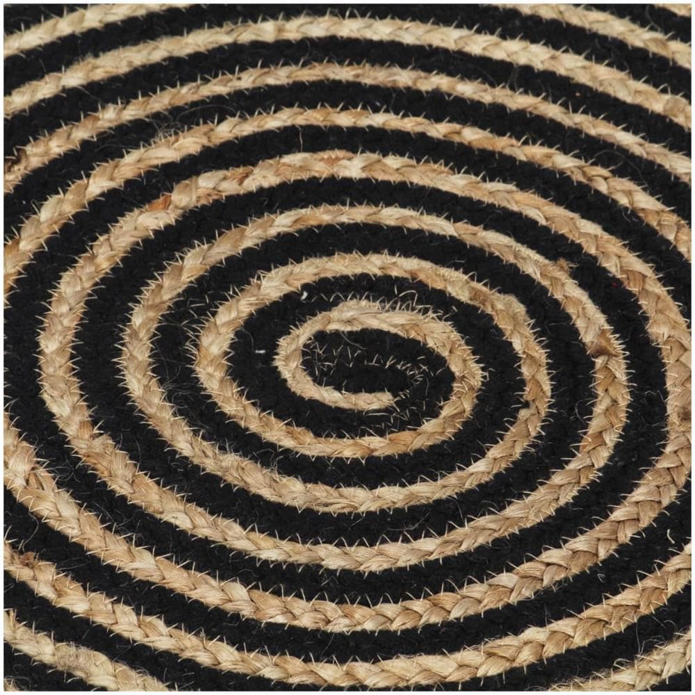 Tappeto Lavorato A Mano In Juta Stampa A Spirale Nero 90 Cm - Foto 2