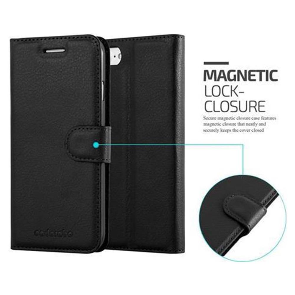 Custodia Compatibile Con Apple Iphone 7 / 7s / 8 / Se 2020 In Nero Carbone - Coperchio Protettiva Con Chiusura Magnetica, Funzione Stand E Tasca Per Le Carte - Foto 7