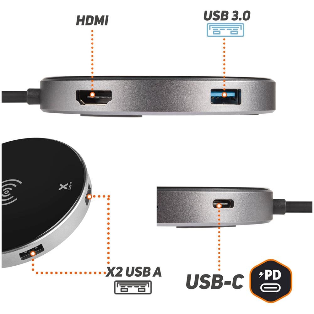 Hub Da Usb Type C A 3x Porte Usb 1x Porta Usb-c 1x Hdmi Caricatore Qi - Foto 5