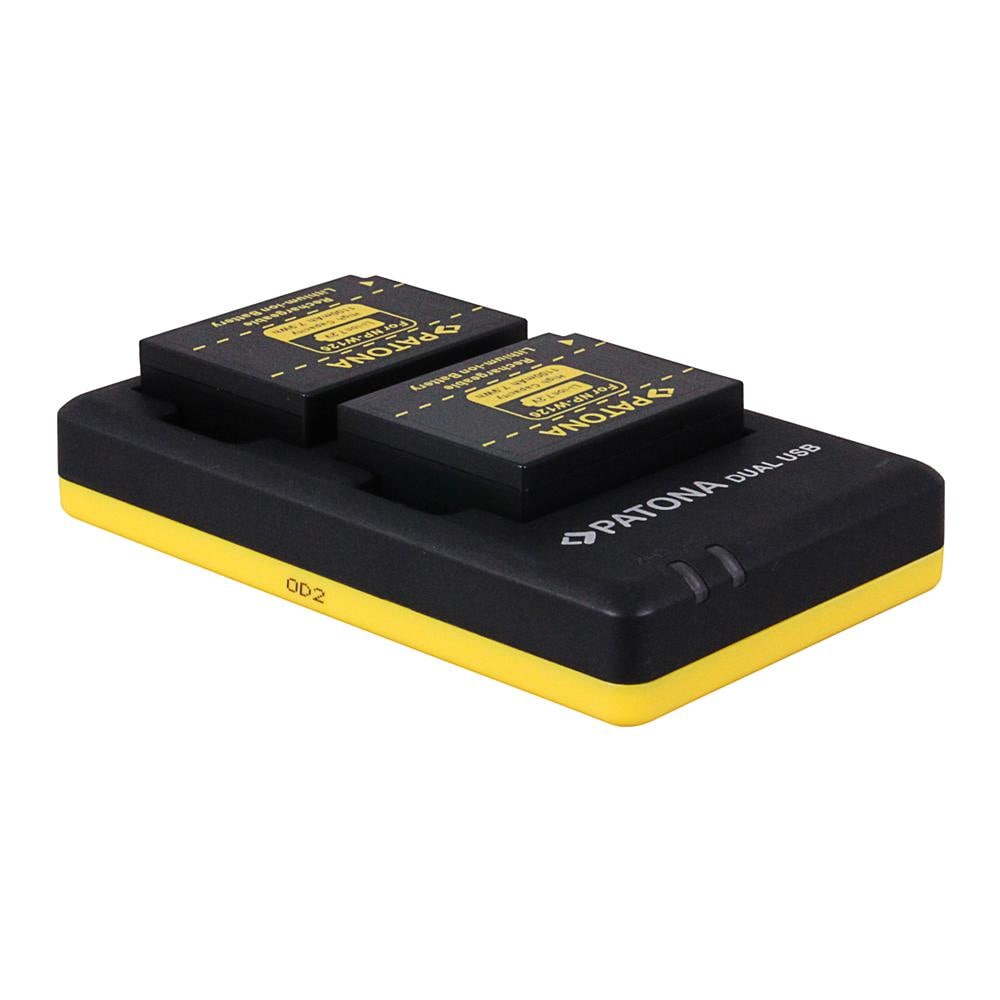 Caricabatterie Dual con Micro-USB per Fujifilm NP-W126 / NP-W126s Interno Colore Nero / Giallo - Foto 2