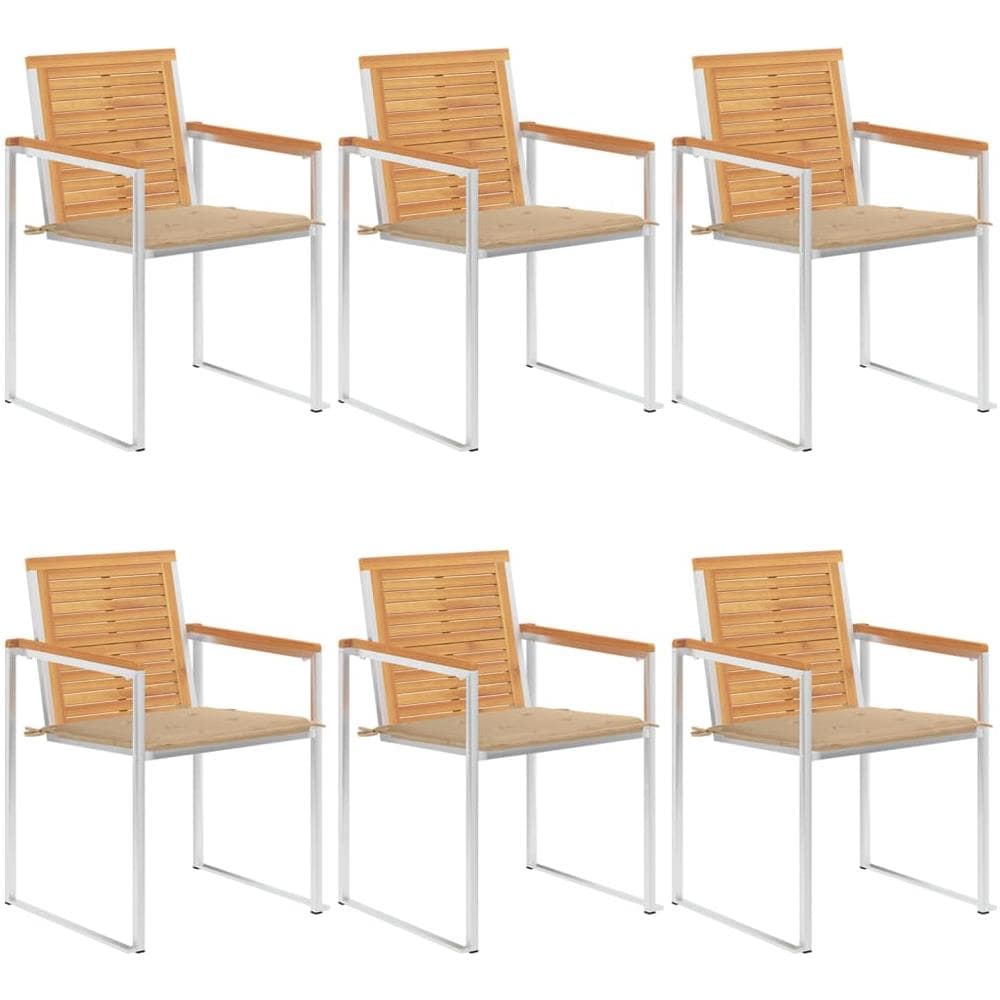 Sedie Da Giardino Con Cuscini 6 Pz In Legno Massello Di Teak - Foto 1