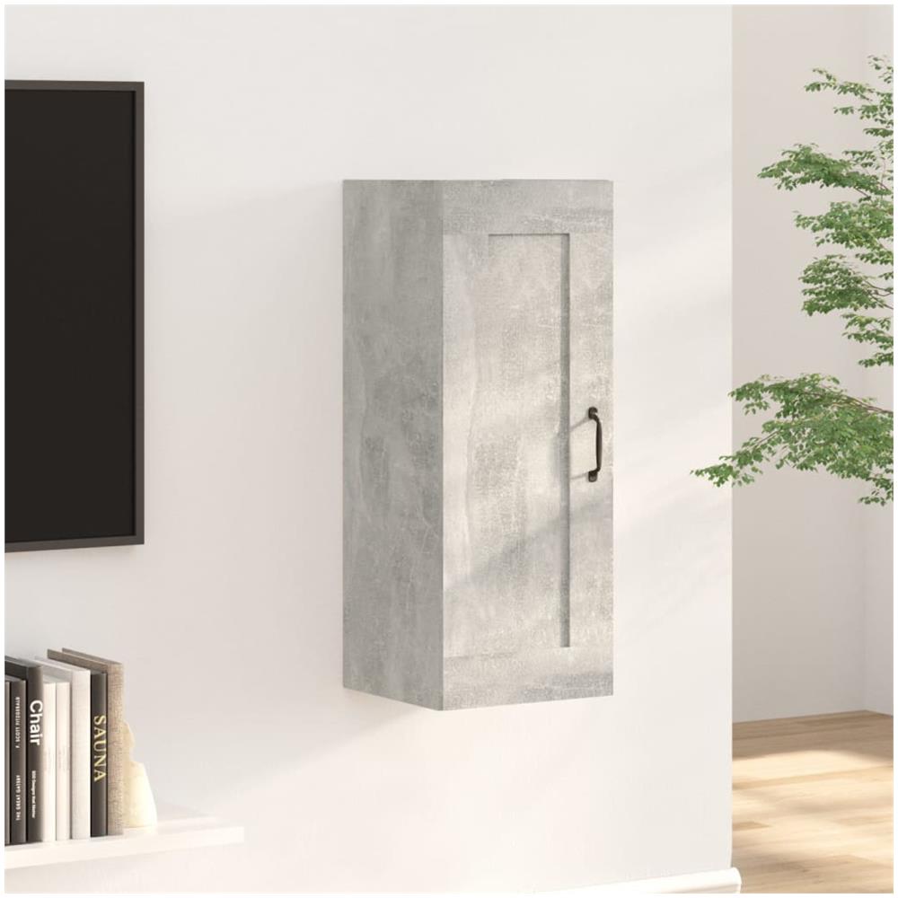 Mobile Pensile Grigio Cemento 35x34x90 Cm In Legno Multistrato - Foto 1