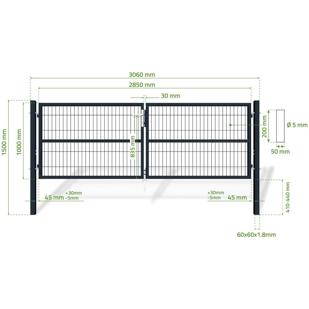 Cancello A Battente In Rete Metallica 3m Razo 300b100 Grigio - Foto 2