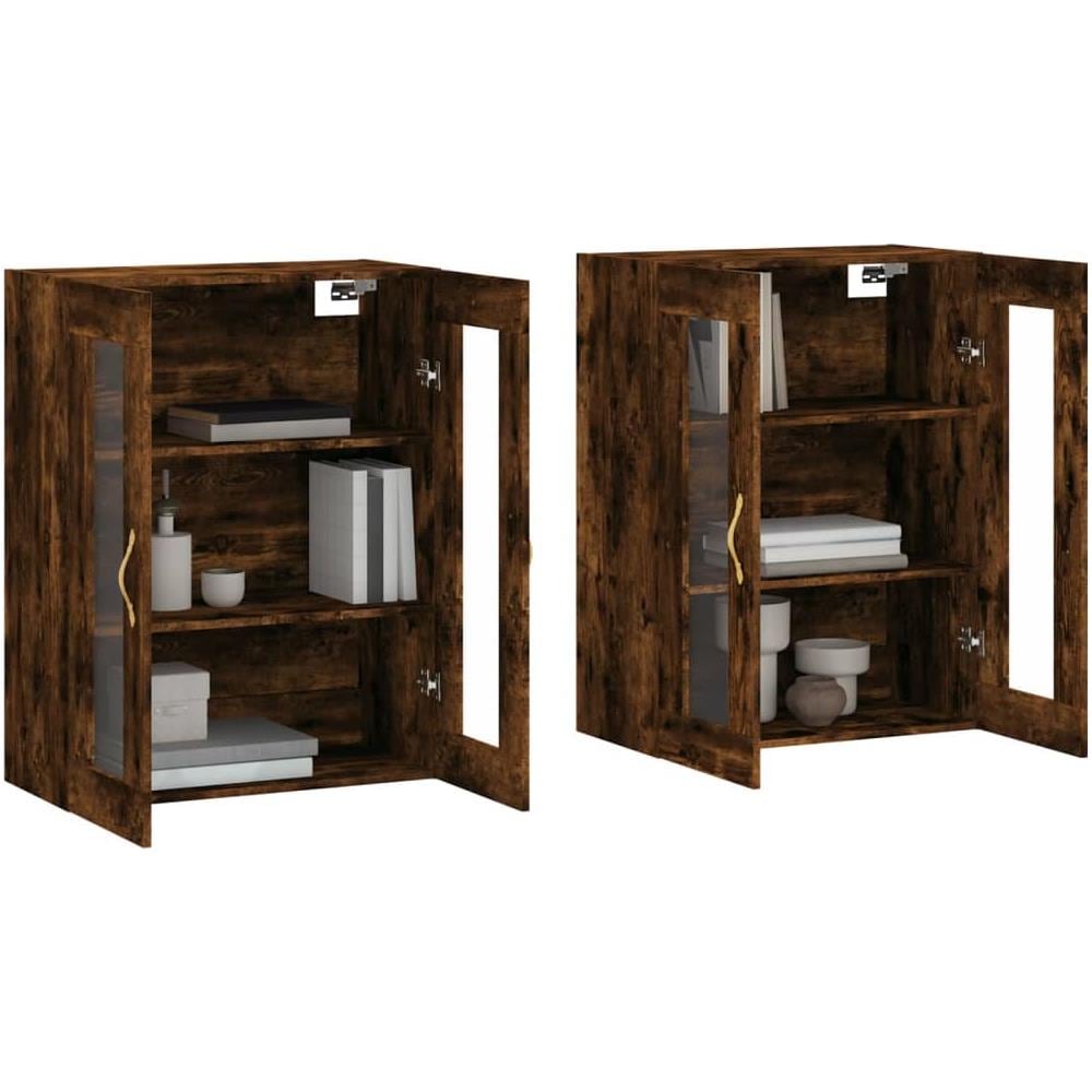 Armadietti A Parete 2 Pz Rovere Fumo In Legno Multistrato - Foto 3