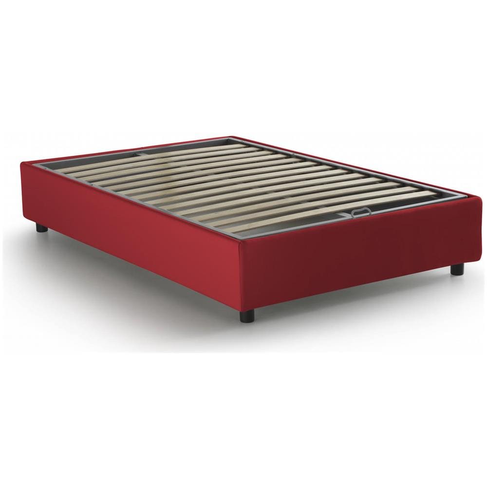 Letto Piazza E Mezza Nicole, Letto Contenitore Con Rivestimento In Tessuto, 100% Made In Italy, Apertura Frontale, Adatto Per Materasso Cm 120x190, Rosso - Foto 4
