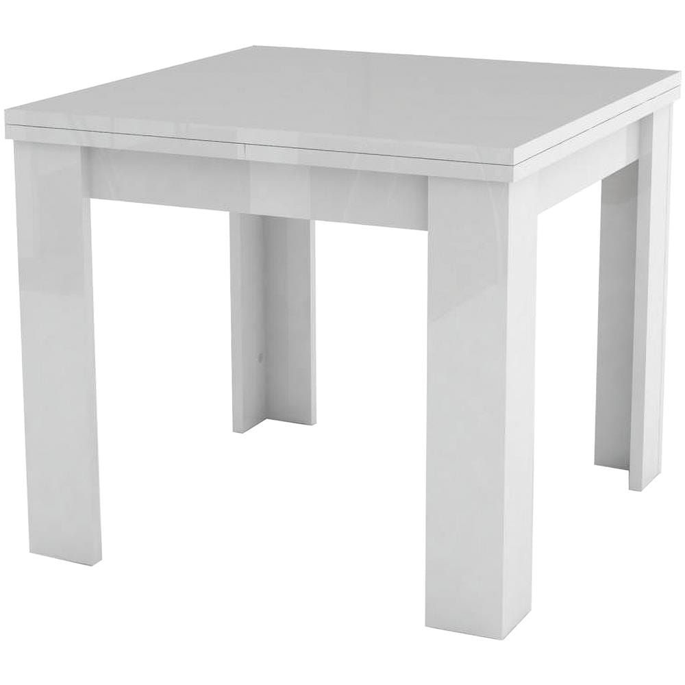 Tavolo Allungabile Otto, Consolle Ausiliare Da Cucina, Tavolo Allungabile, 100% Made In Italy, Cm 90x90h75, Bianco Lucido - Foto 2