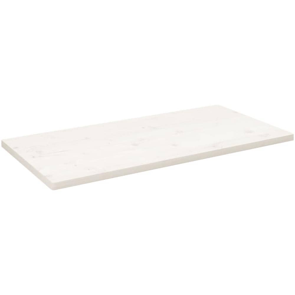 Piano Tavolo Bianco 100x50x2,5 Legno Massello Pino Rettangolare - Foto 1