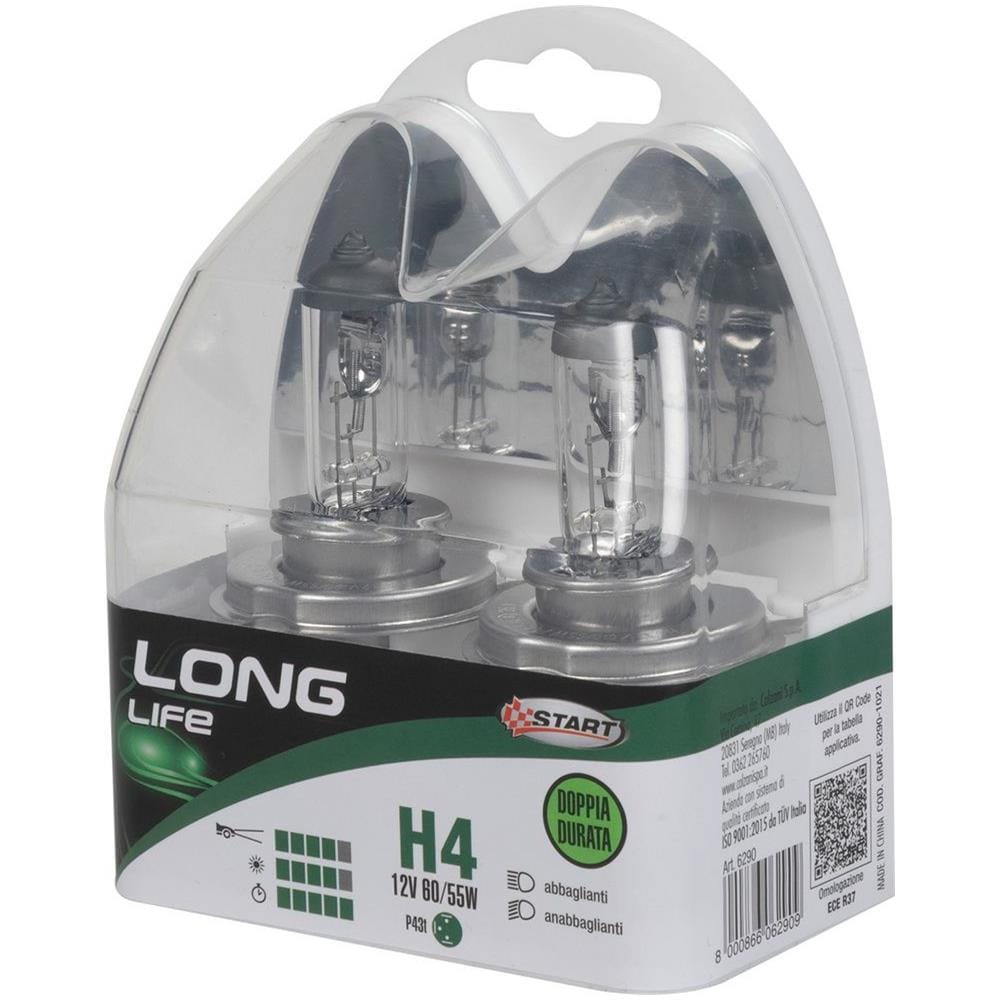 H4 Long Life Coppia Di Lampadine Per Luci Auto 12v 60/55w P43t - Foto 3