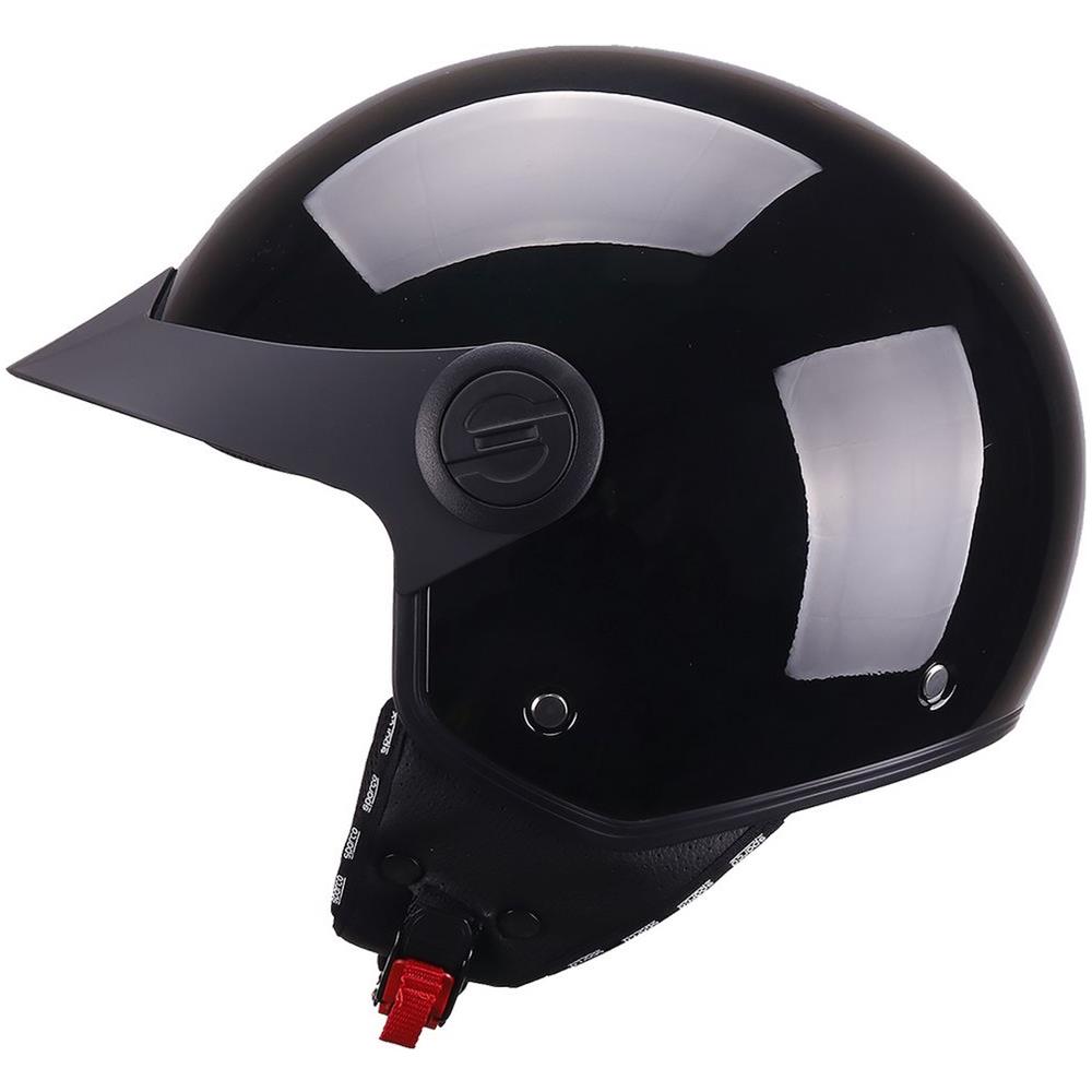 Casco Demi-jet Con Peak Per Moto Nero Metallizzato Con Calotta In Abs Taglia L - Foto 1