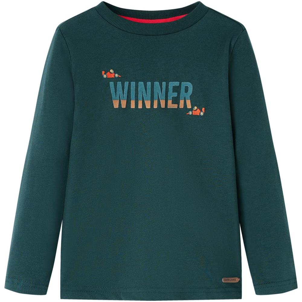 Maglietta Da Bambino A Maniche Lunghe Stampa Winner Verde Scuro 92 - Foto 1