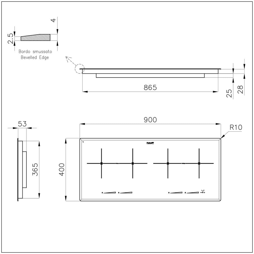 Piano induzione S4000 da cm 90 4 Zone Cottura Colore Nero - Foto 2