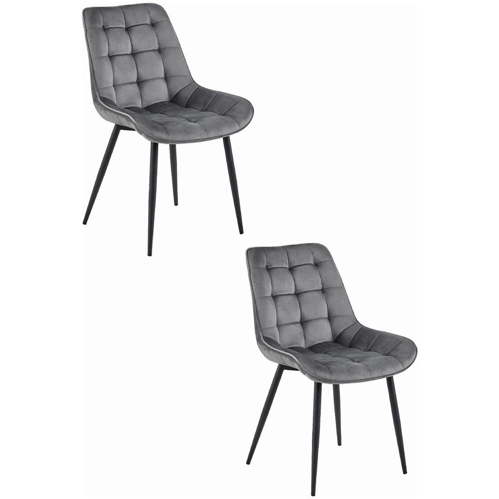 Sedia BERA - Velluto grigio scuro con gambe nere x 2 - Foto 1