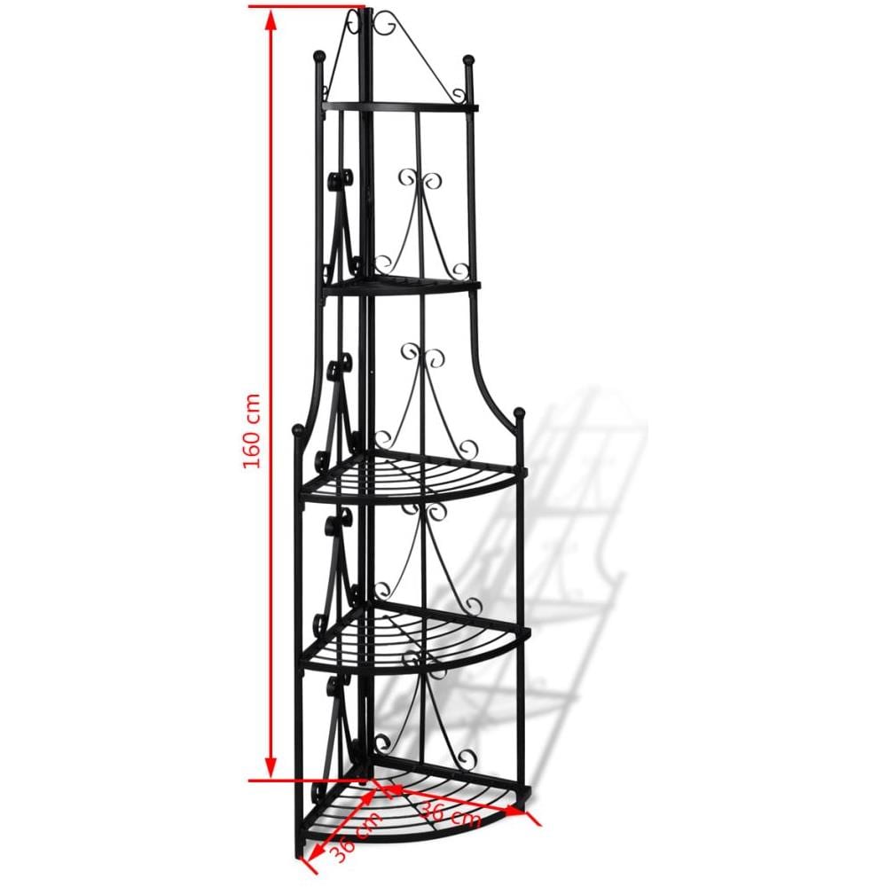 Scaffale Per Piante Porta Ad Angolo Nero - Foto 10