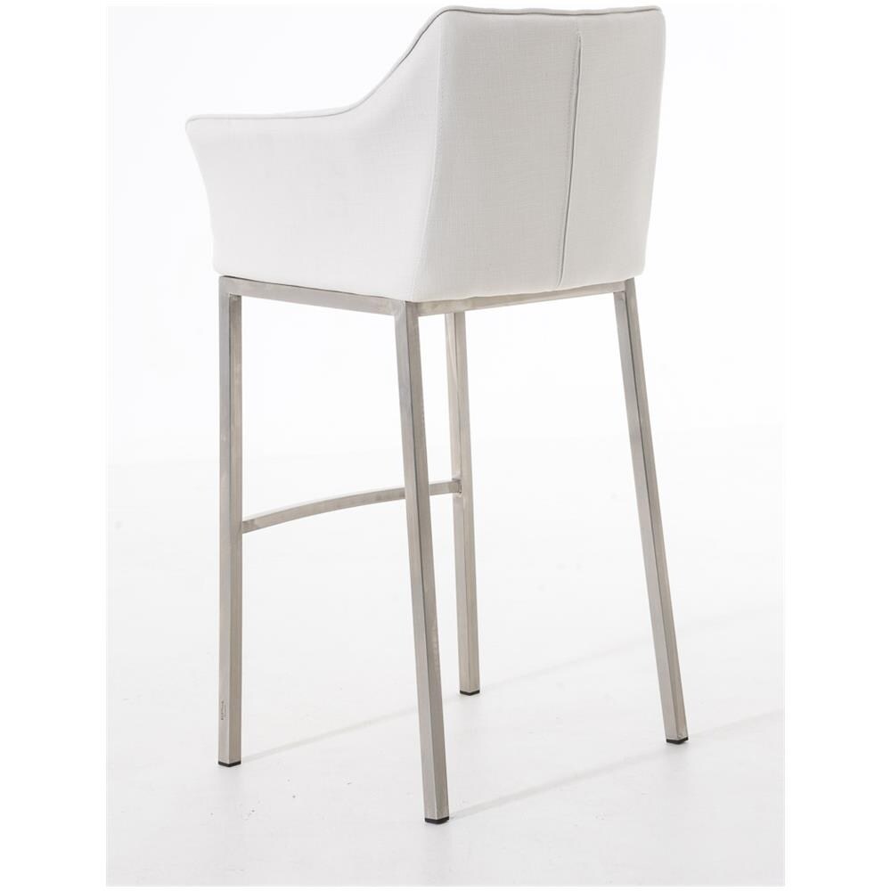 Sgabello DAMASO B con Telaio a 4 Gambe Nero, in Tessuto Bianco Telaio Acciaio Inox - Foto 5