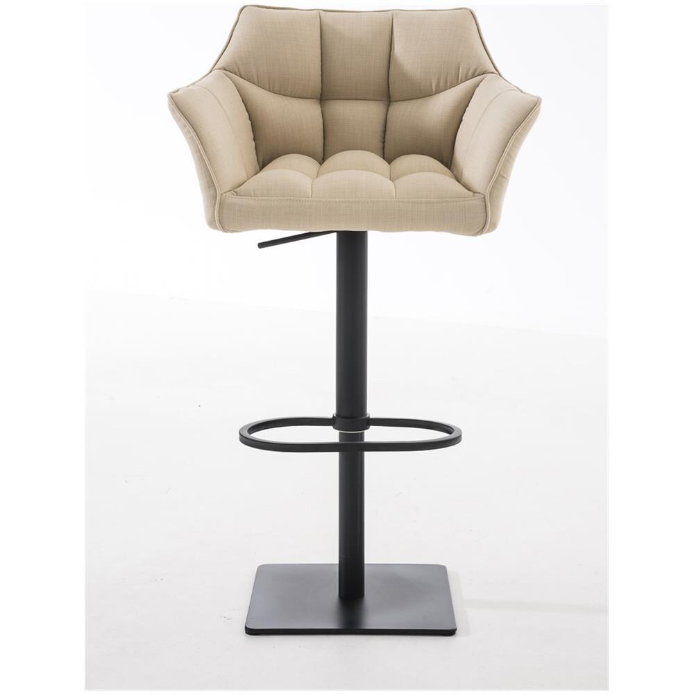 Sgabello Alto Bar Damaso I Sgabello Design Cucina Trapuntato in Tessuto con Braccioli E Schienale Imbottiti l Sedia Sgabello Bar Pub con Poggiapiedi Crema Nero - Foto 2