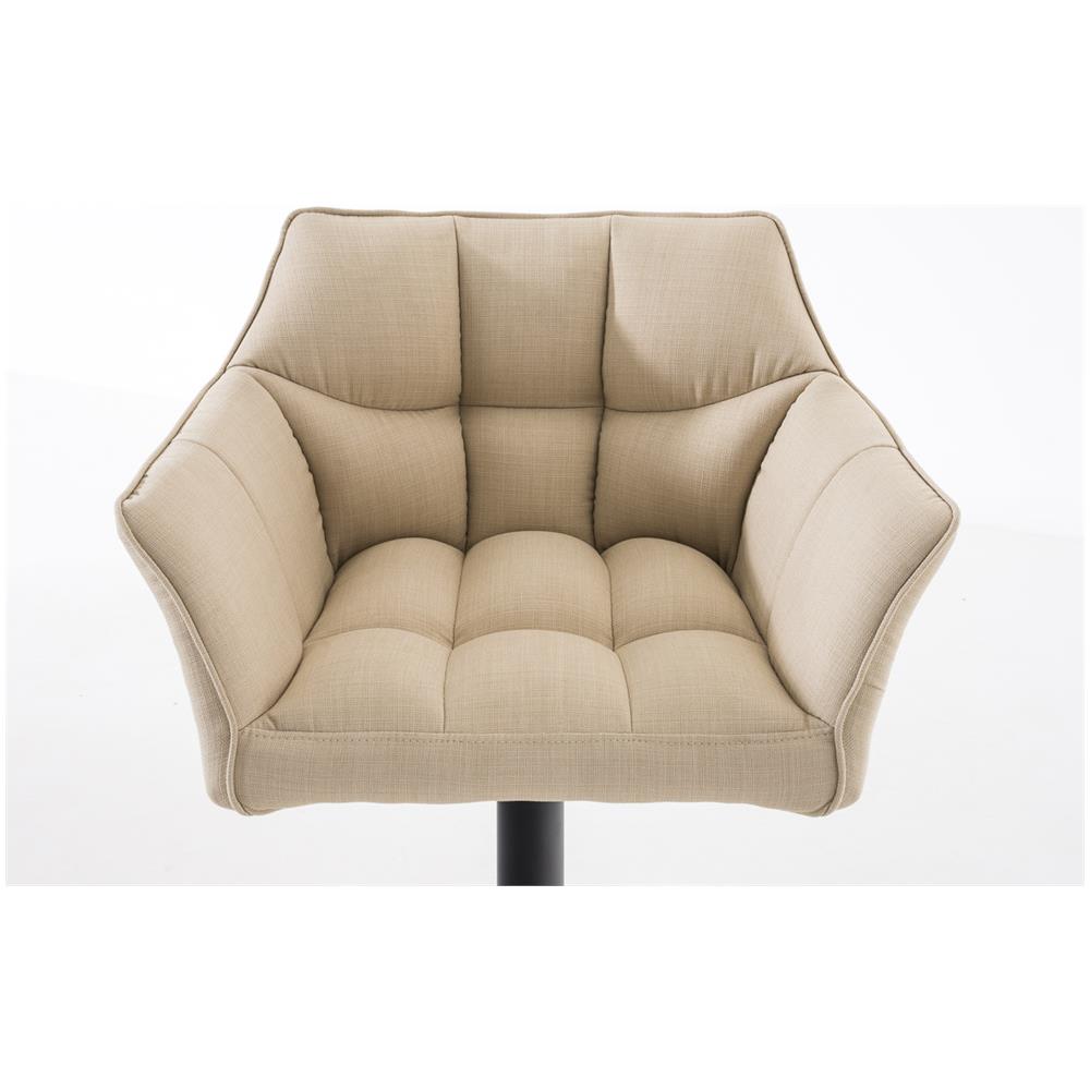 Sgabello Alto Bar Damaso I Sgabello Design Cucina Trapuntato in Tessuto con Braccioli E Schienale Imbottiti l Sedia Sgabello Bar Pub con Poggiapiedi Crema Nero - Foto 5