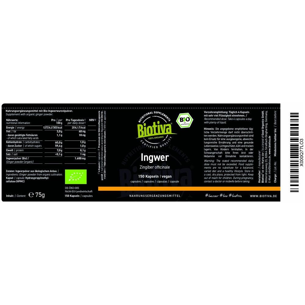 Zenzero Bio - 150 Capsule A 400 Mg - Senza Additivi - 100% Vegano - Foto 2