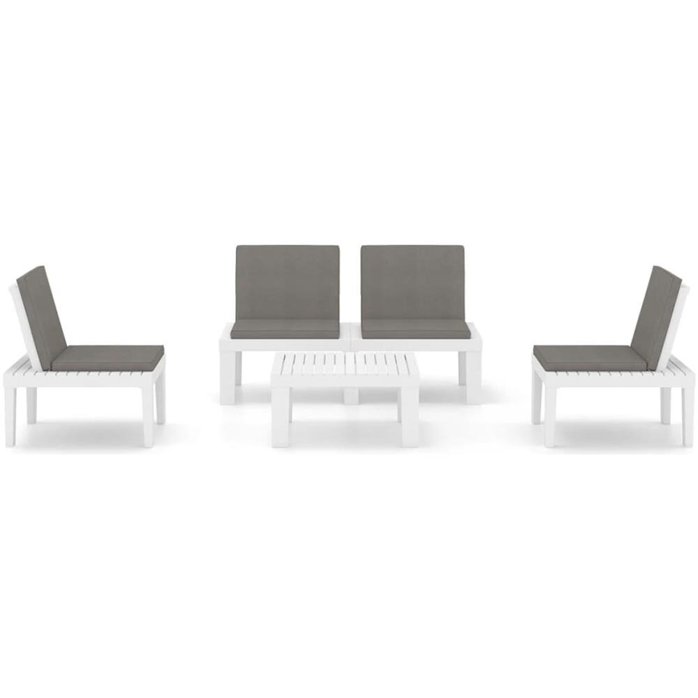 Set Divani Da Giardino Con Cuscini 4 Pz In Plastica Bianco - Foto 2