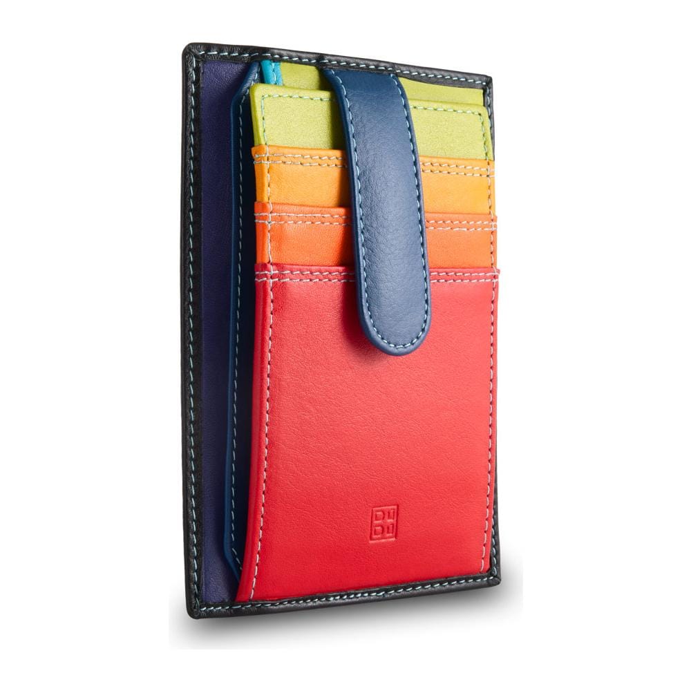 Porta carte di credito in pelle multicolore con fettuccia Nero - Foto 1