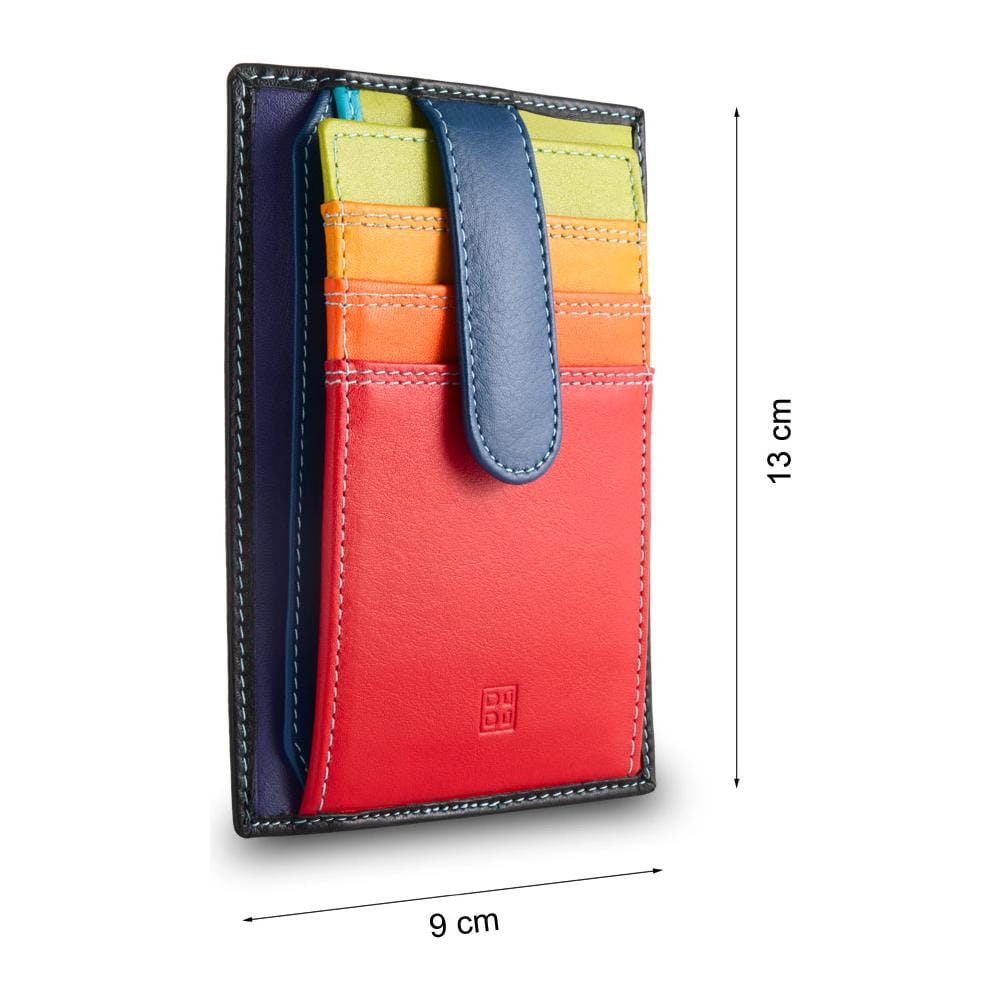 Porta carte di credito in pelle multicolore con fettuccia Nero - Foto 2