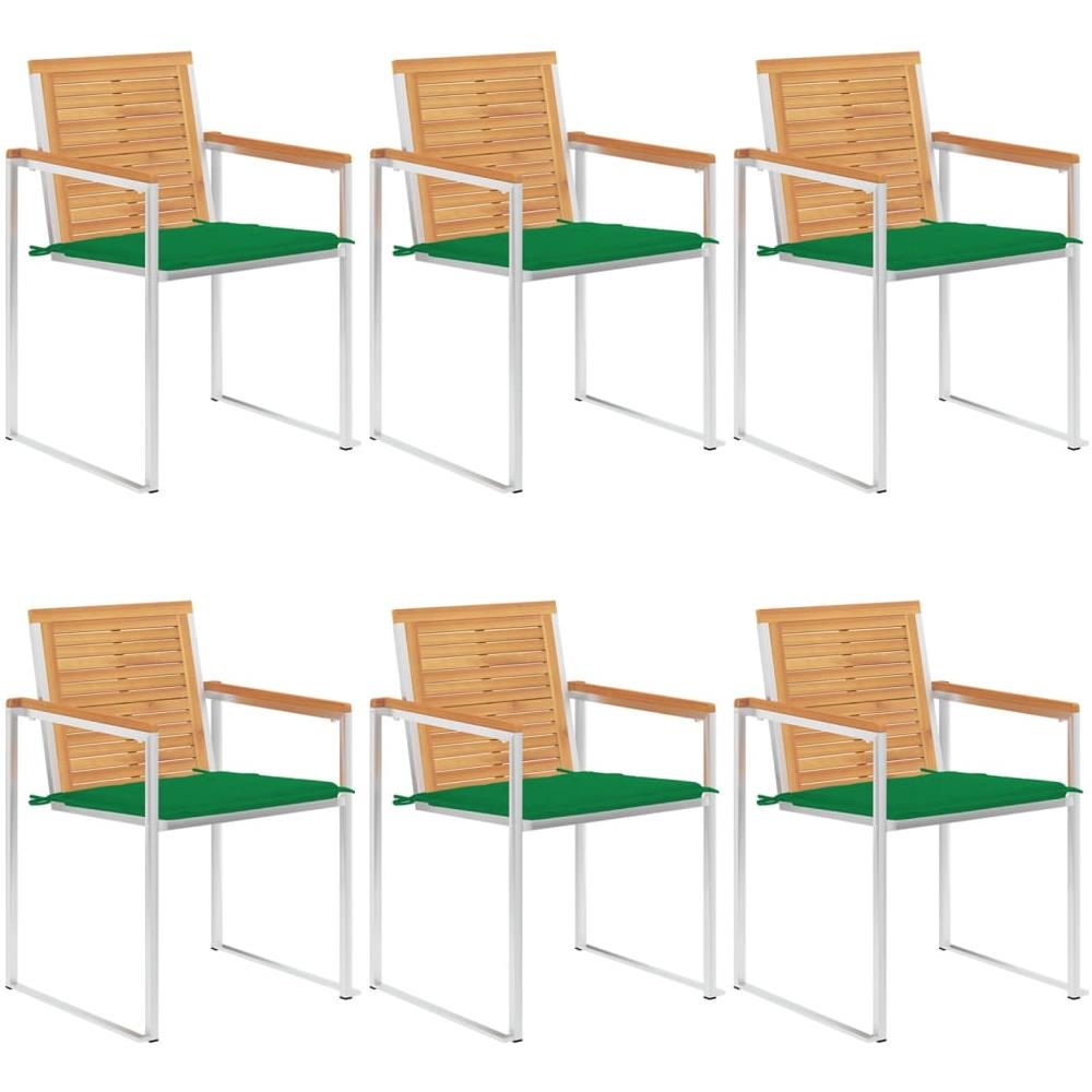 Sedie Da Giardino Con Cuscini 6 Pz In Legno Massello Di Teak - Foto 1