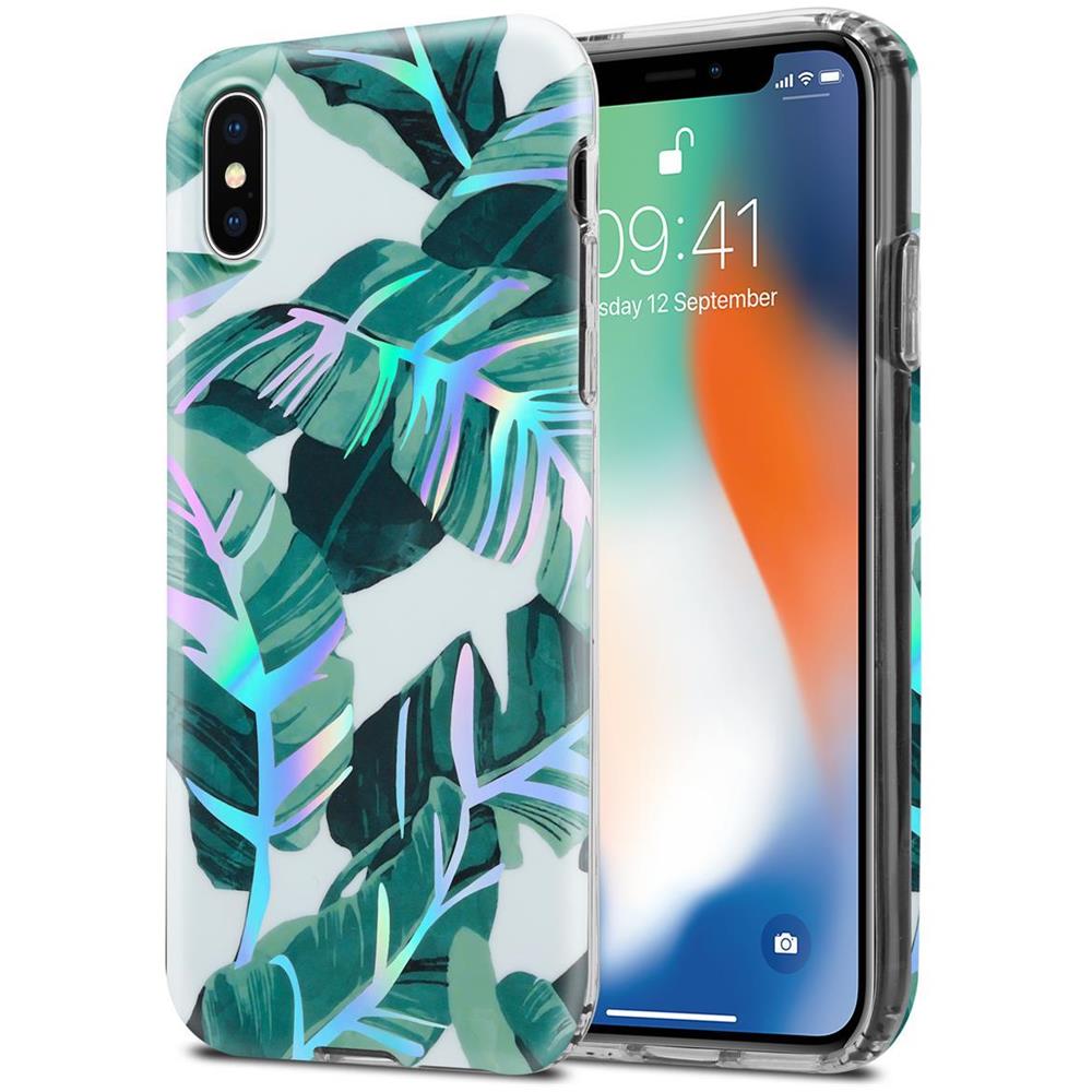 Custodia Compatibile Con Apple Iphone X / Xs Con Foglie Di Banana - Coperchio Protettivo In Silicone Tpu Con Motivo Floreale - Foto 1
