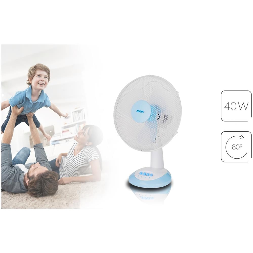 Ventilatore a Piantana MWP-16 Diametro 34 cm Potenza 40 W Colore Bianco / Azzurro - Foto 3
