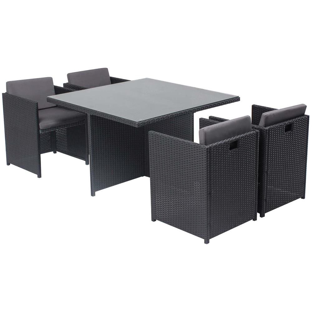Salotto Da Giardino A Incasso 4 Posti Resina Intrecciata Nero/grigio Miami - Foto 1