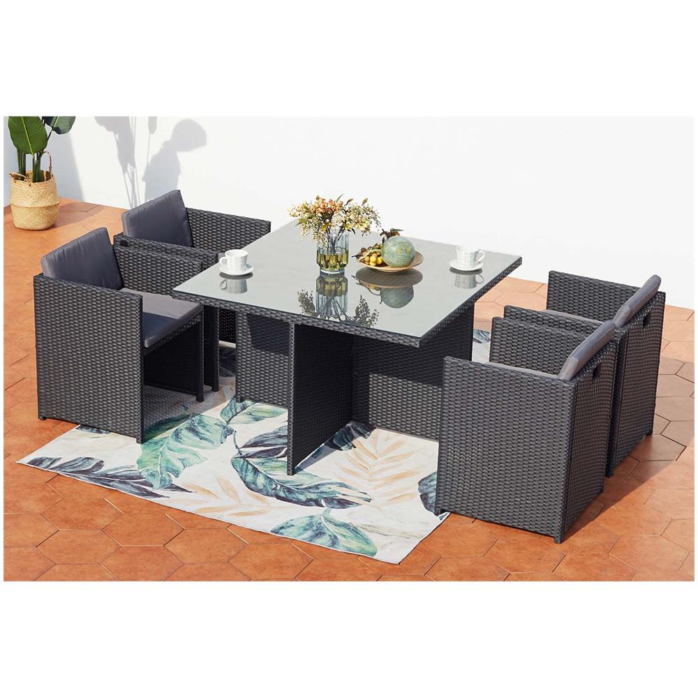 Salotto Da Giardino A Incasso 4 Posti Resina Intrecciata Nero/grigio Miami - Foto 8