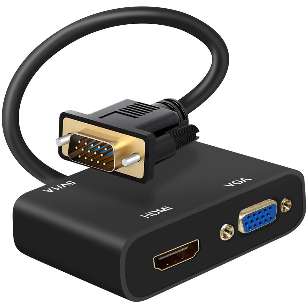 Adattatore Da Vga Maschio A Vga E Hdmi Femmina Con Porta Jack 3,5 Mm E Ricarica - Foto 1