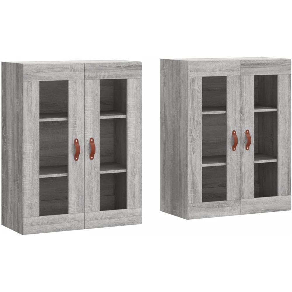 Armadietti A Parete 2 Pz Grigio Sonoma In Legno Multistrato - Foto 2