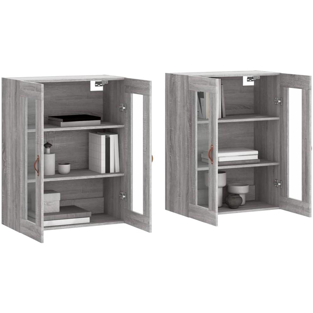 Armadietti A Parete 2 Pz Grigio Sonoma In Legno Multistrato - Foto 3