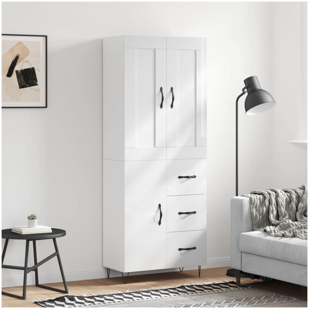 VidaXL Credenza Bianco Lucido 104x35x70 cm in Legno Multistrato | Leroy