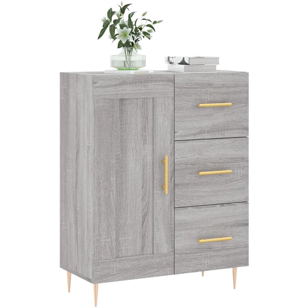 Credenza Grigio Sonoma 69,5x34x90 Cm In Legno Multistrato - Foto 3
