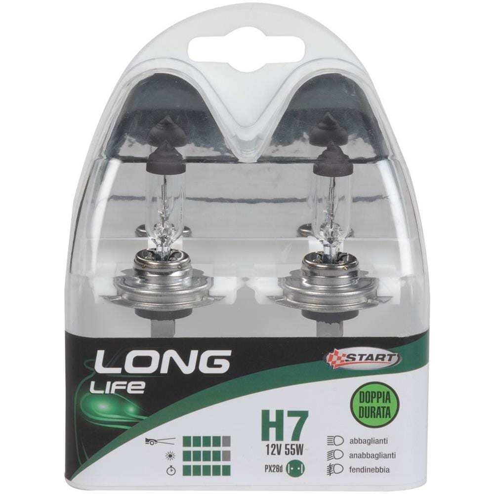 H7 Long Life Coppia Di Lampadine Per Luci Auto 12v 55w Px26d - Foto 1